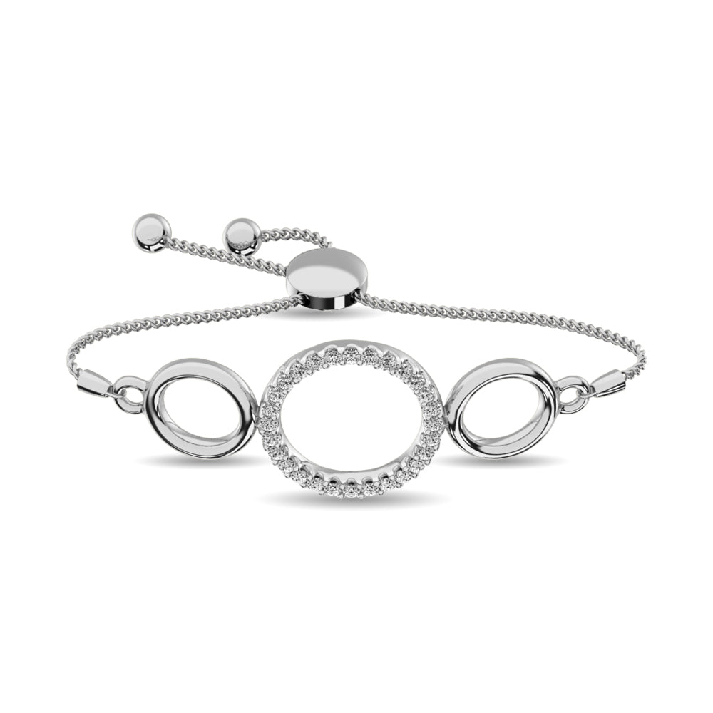 Brazalete circular de diamantes de 1/6 qt de peso total en plata de ley