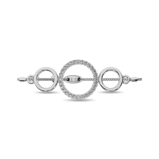 Brazalete circular de diamantes de 1/6 qt de peso total en plata de ley