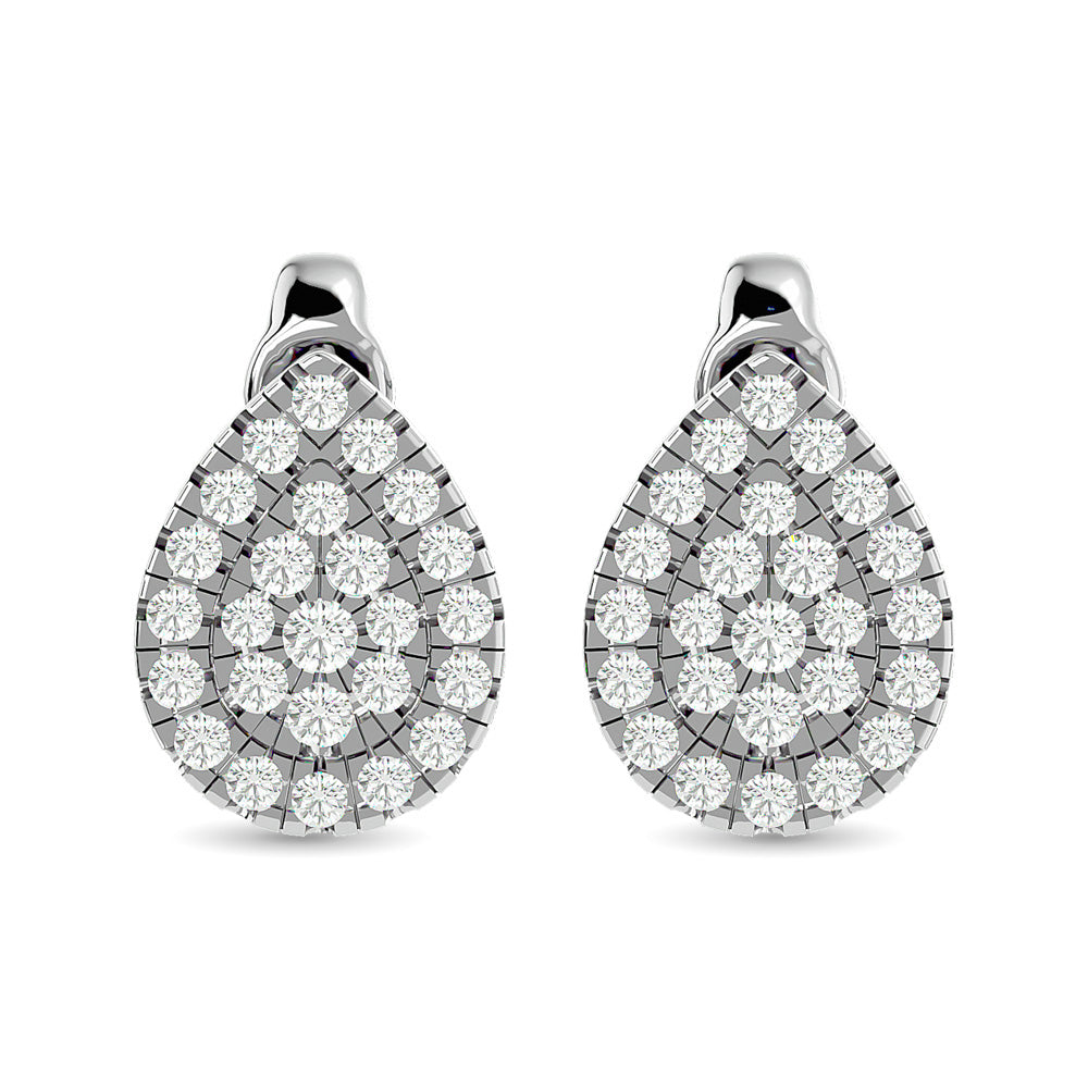 Aretes de Moda con Diamantes de 1/3 qt en Oro Blanco de 10k