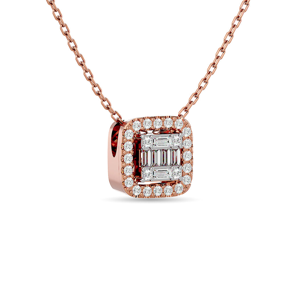 Diamante 1/4 Ct.Tw. Colgante moderno redondo y baguette en oro rosado de 14 k