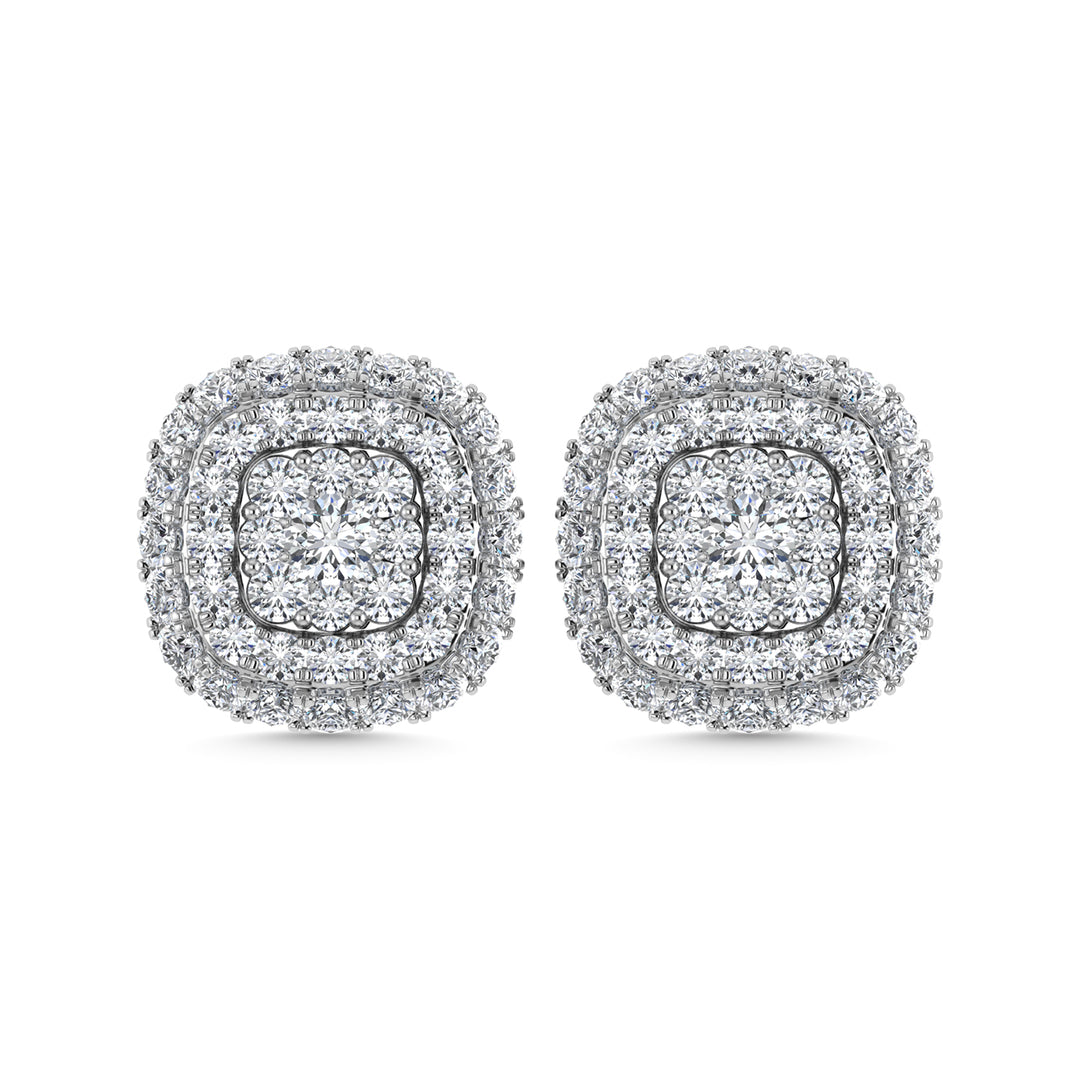 Diamante 5/8 Ct.Tw. Aretes de moda en racimo en oro blanco de 14 k