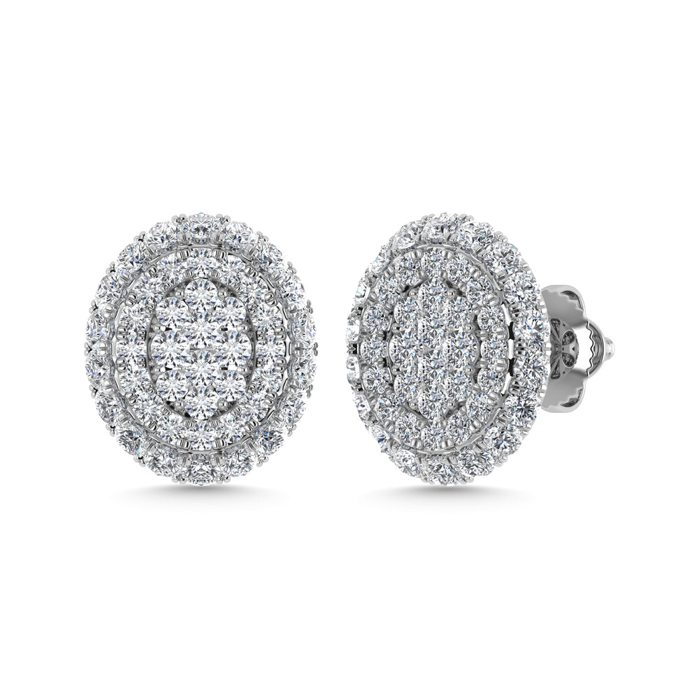 Diamante 5/8 Ct.Tw. Aretes de moda en racimo en oro blanco de 14 k