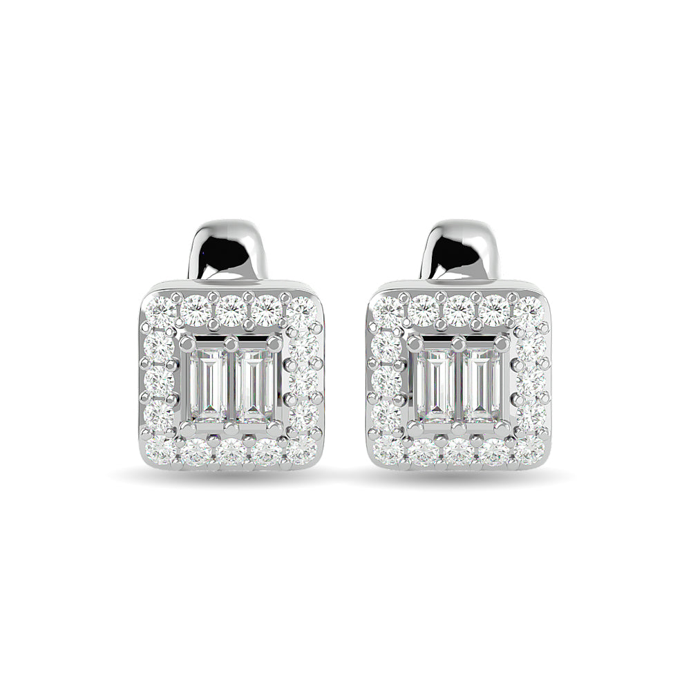 Diamante 1/4 Ct.Tw. Aretes de moda en oro blanco de 10 quilates