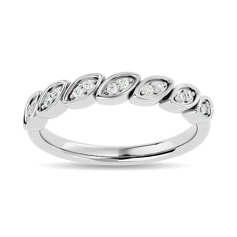 Anillo Apilable con Diamantes de 1/10 qt en Oro Blanco de 14k