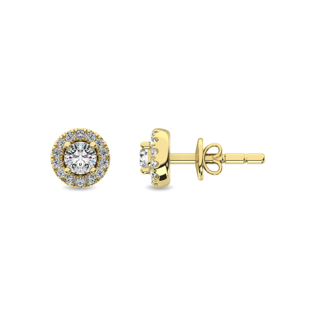 Aretes Modernos de Talla Redonda con Diamantes de 1/3 qt total en Oro Amarillo de 10k