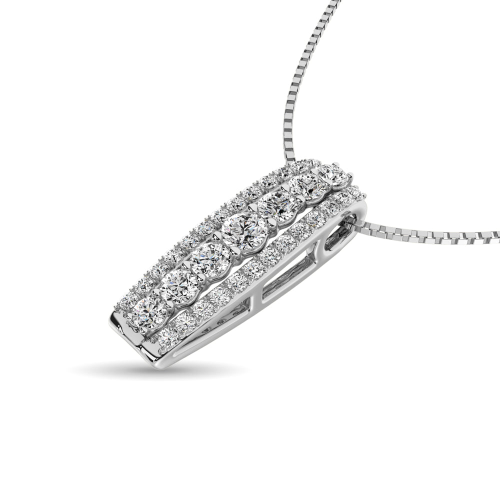 Dije de  moda baguette con diamantes de 1/4 qt total en oro blanco de 14 k