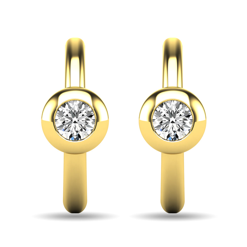 Aretes con Engarce de Bisel de Diamantes de 1/10 qt total en Oro Amarillo de 10k