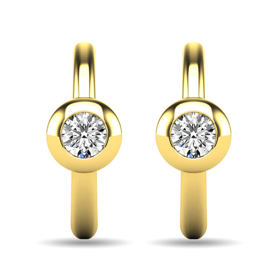 Aretes con Engarce de Bisel de Diamantes de 1/10 qt total en Oro Amarillo de 10k