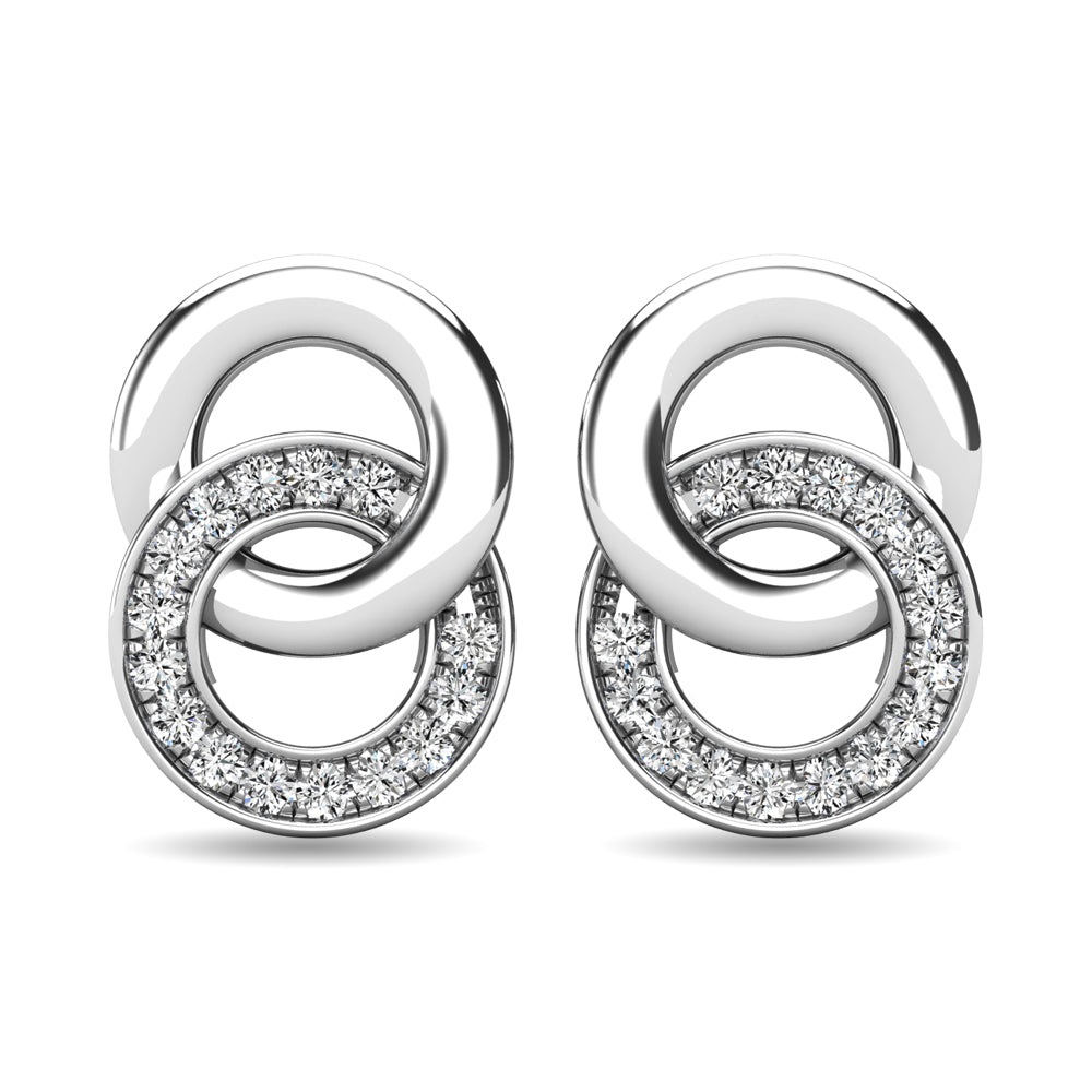 Aretes Circulares con Diamantes de 1/10 qt en Oro Blanco de 10K