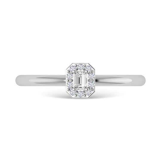 Diamante 1/6 Ct.Tw. Anillo de promesa de talla esmeralda en oro blanco de 14 k