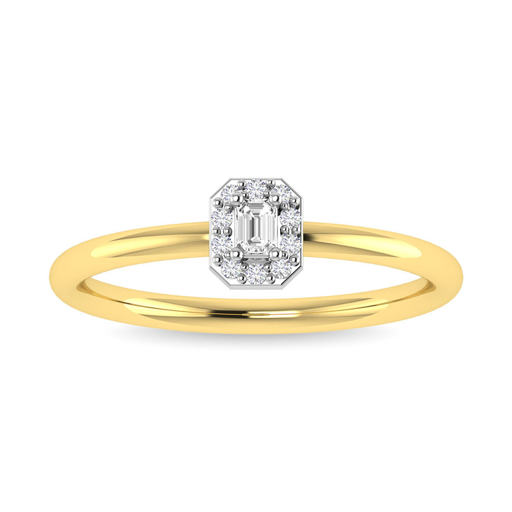 Diamante 1/6 Ct.Tw. Anillo de promesa de talla esmeralda en oro de dos tonos de 14 k