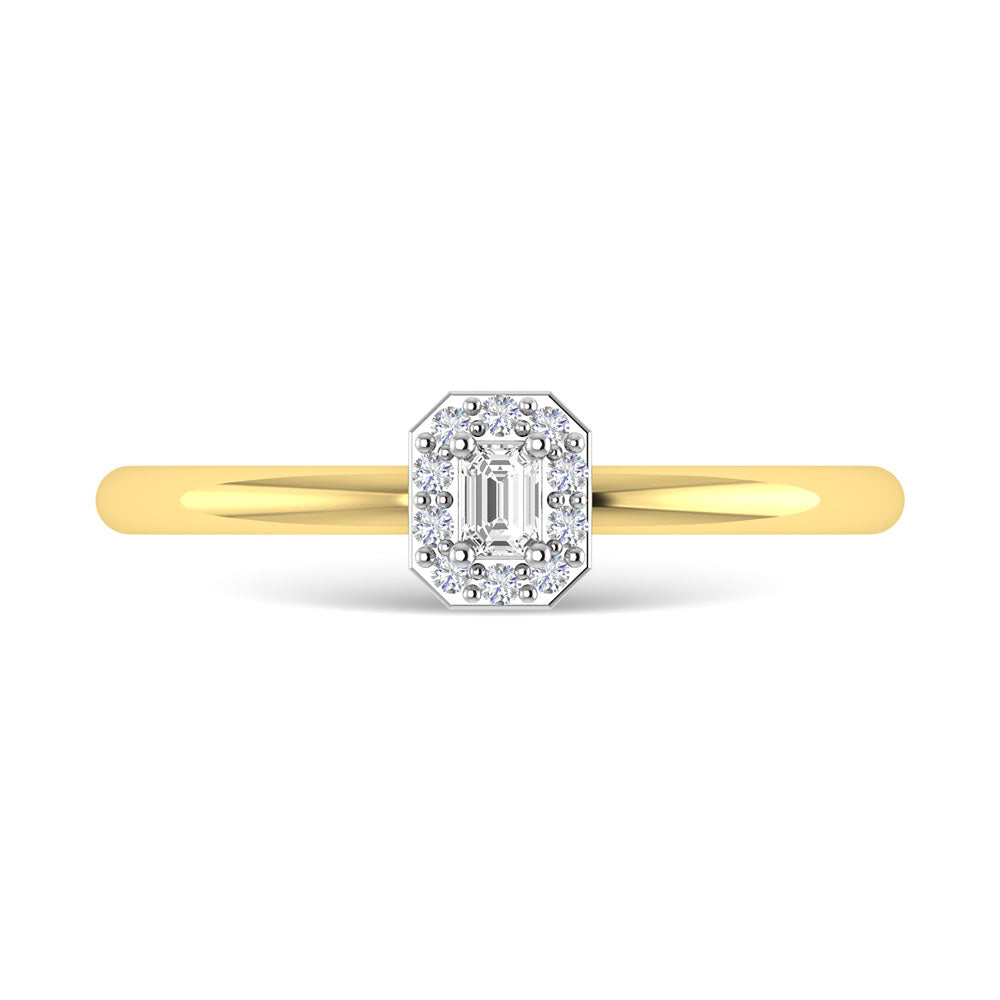 Diamante 1/6 Ct.Tw. Anillo de promesa de talla esmeralda en oro de dos tonos de 14 k