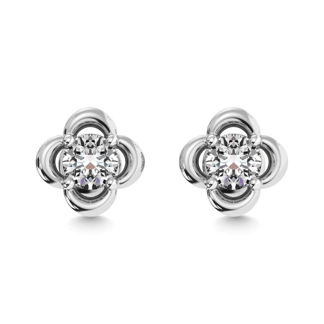 Aretes con Diamantes Solitarios de 1/2 qt en Oro Blanco de 14k