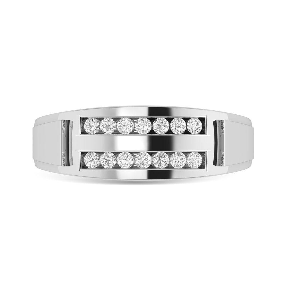 Diamante 1/4 Ct.Tw. Anillo de moda para hombre en oro blanco de 10 quilates