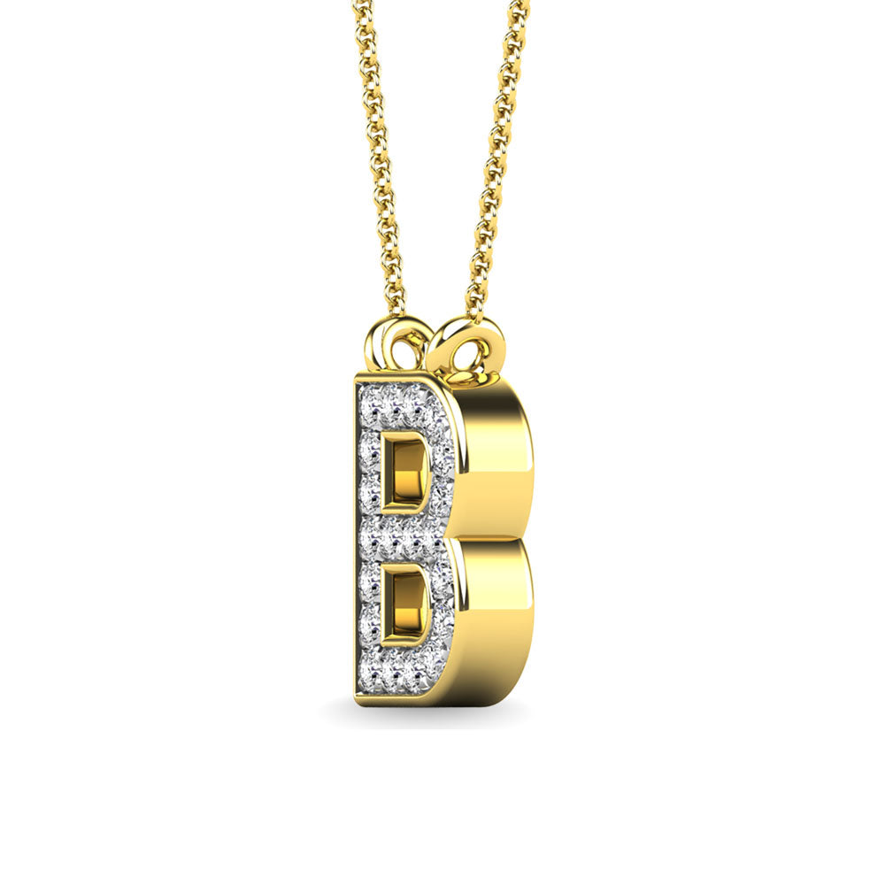 Diamante 1/20 Ct.Tw. Colgante con letra B en oro amarillo de 10 quilates