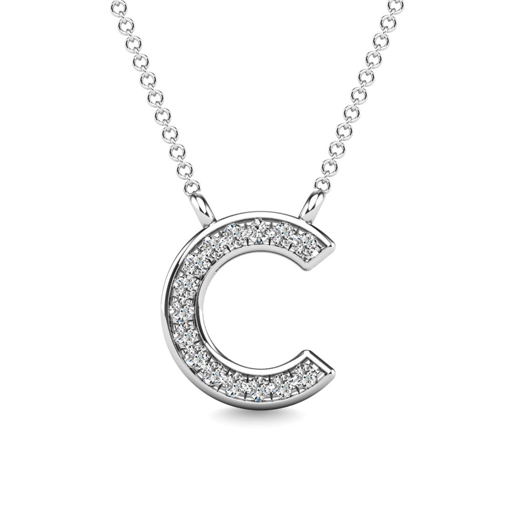 Diamante 1/20 Ct.Tw. Colgante con letra C en oro blanco de 10 quilates