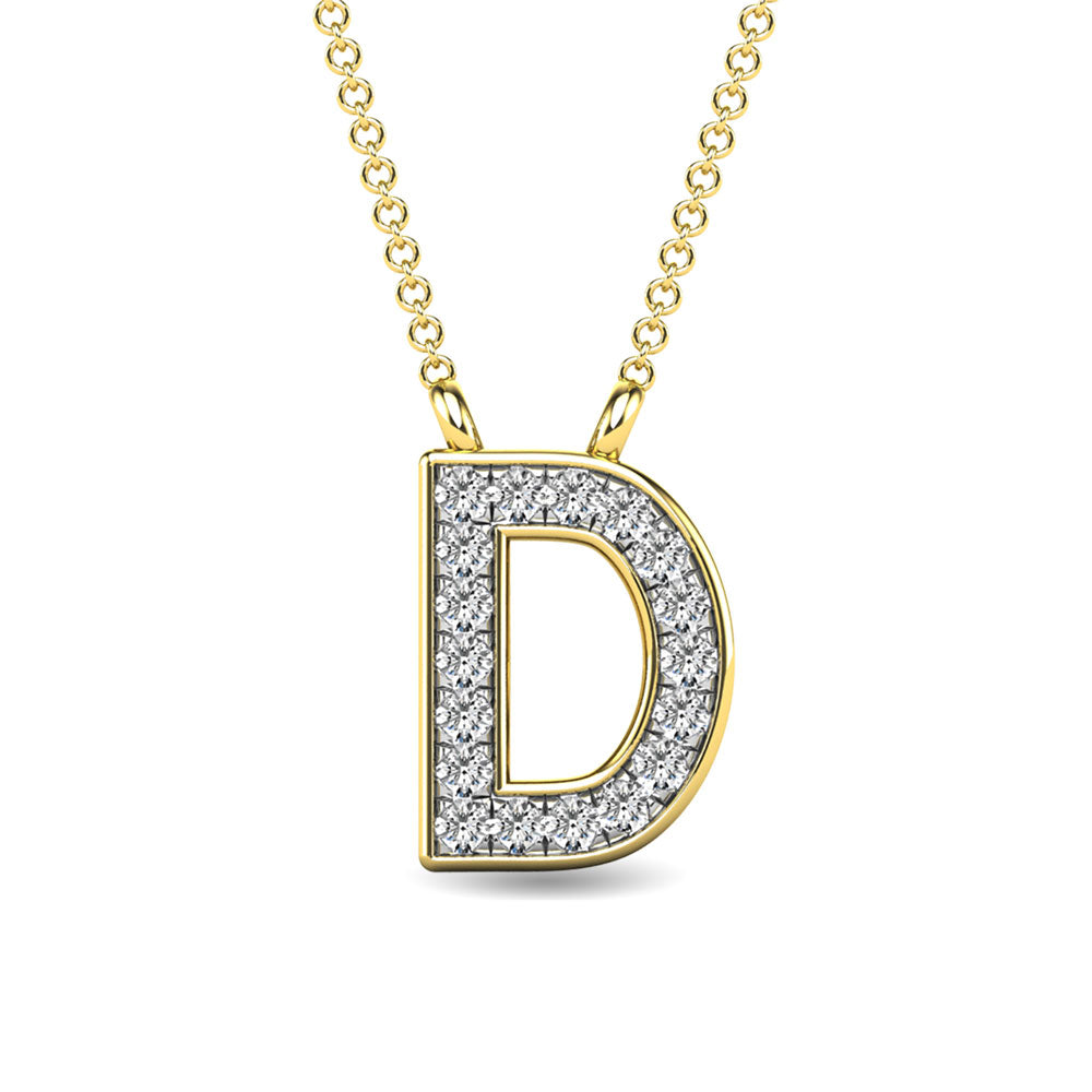 Diamante 1/20 Ct.Tw. Colgante con letra D en oro amarillo de 10 quilates