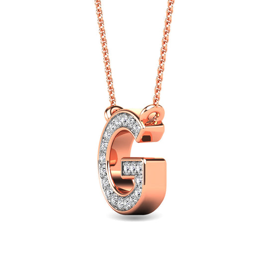 Diamante 1/20 Ct.Tw. Colgante con letra G en oro rosa de 10 quilates