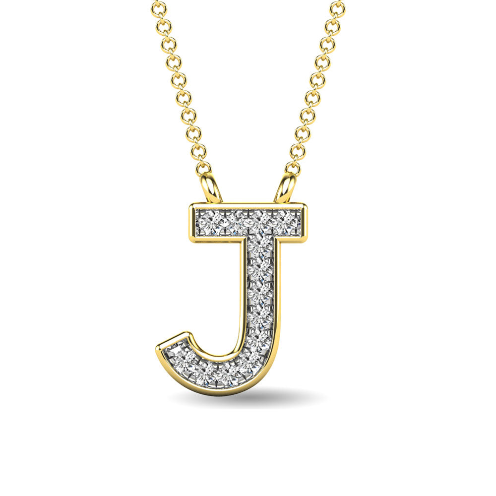 Diamante 1/20 Ct.Tw. Colgante con letra J en oro amarillo de 10 quilates