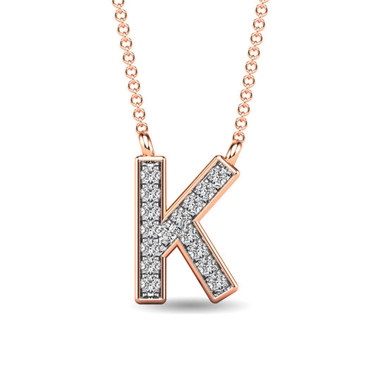 Diamante 1/20 Ct.Tw. Colgante con letra K en oro rosa de 10 quilates