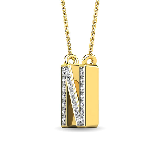 Diamante 1/20 Ct.Tw. Colgante con letra N en oro amarillo de 10 quilates