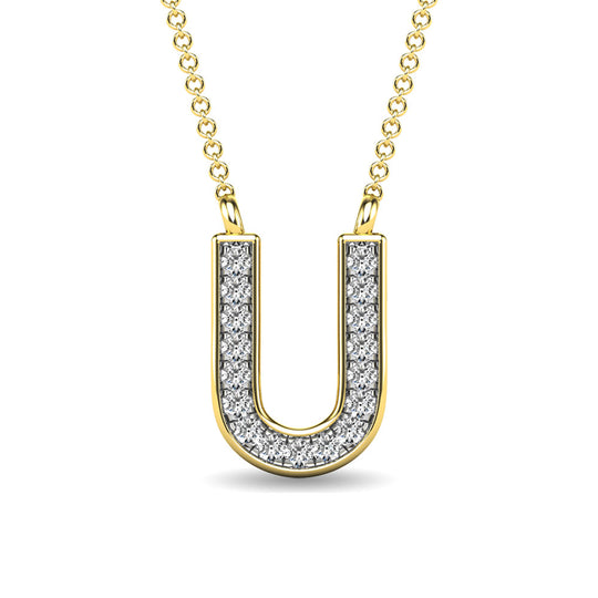 Diamante 1/20 Ct.Tw. Colgante con letra U en oro amarillo de 10 quilates