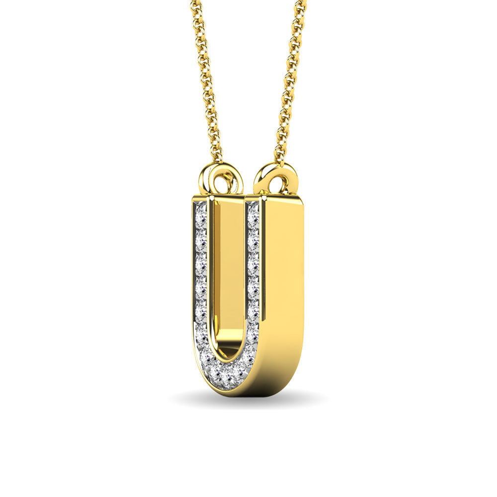 Diamante 1/20 Ct.Tw. Colgante con letra U en oro amarillo de 10 quilates