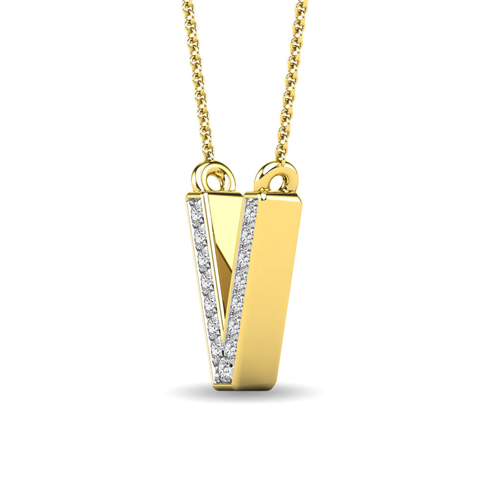 Diamante 1/20 Ct.Tw. Colgante con letra V en oro amarillo de 10 quilates