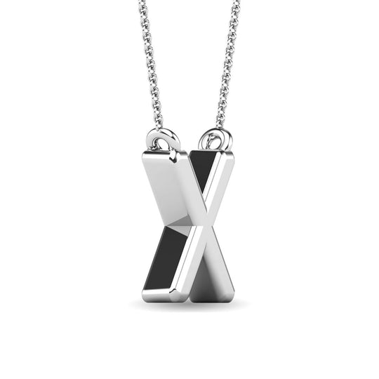 Diamante 1/20 Ct.Tw. Colgante con letra X en oro blanco de 10 quilates