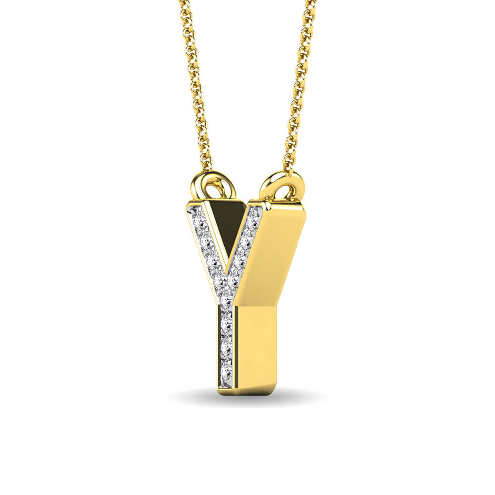 Diamante 1/20 Ct.Tw. Colgante con letra Y en oro amarillo de 10 quilates