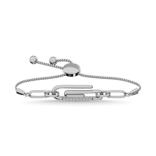 Diamante 1/20 Ct.Tw. Pulsera con clip en plata 925