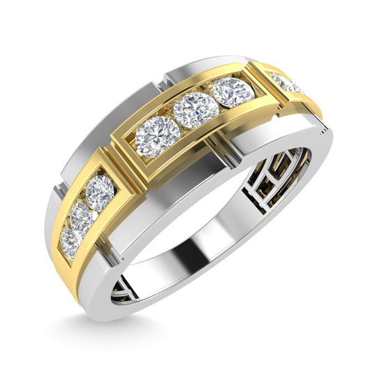 Alianza de boda para hombre con diamantes de 1/2 qt.Tw. en oro de dos tonos de 14 quilates