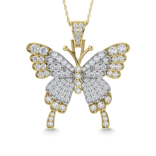 Diamante 1 3/8 Ct.Tw. Colgante de mariposa en dos tonos de 10 quilates