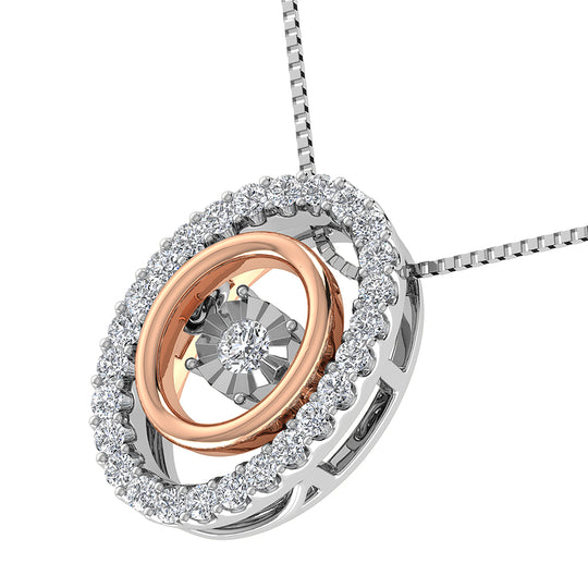 Colgante brillante con forma ovalada con diamantes 10 K dos tonos 1/5 Ct.Tw.