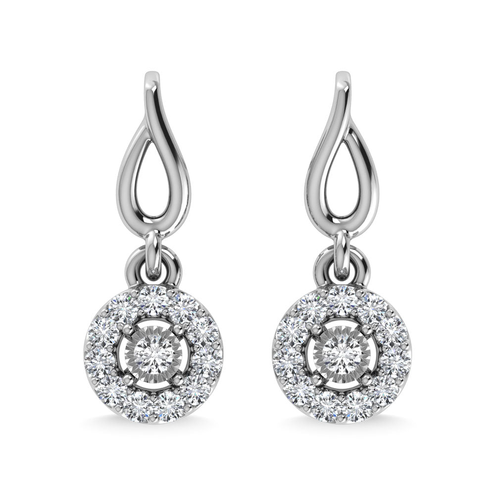 Diamante 1/10 Ct.Tw. Aretes de moda en oro blanco de 10 quilates