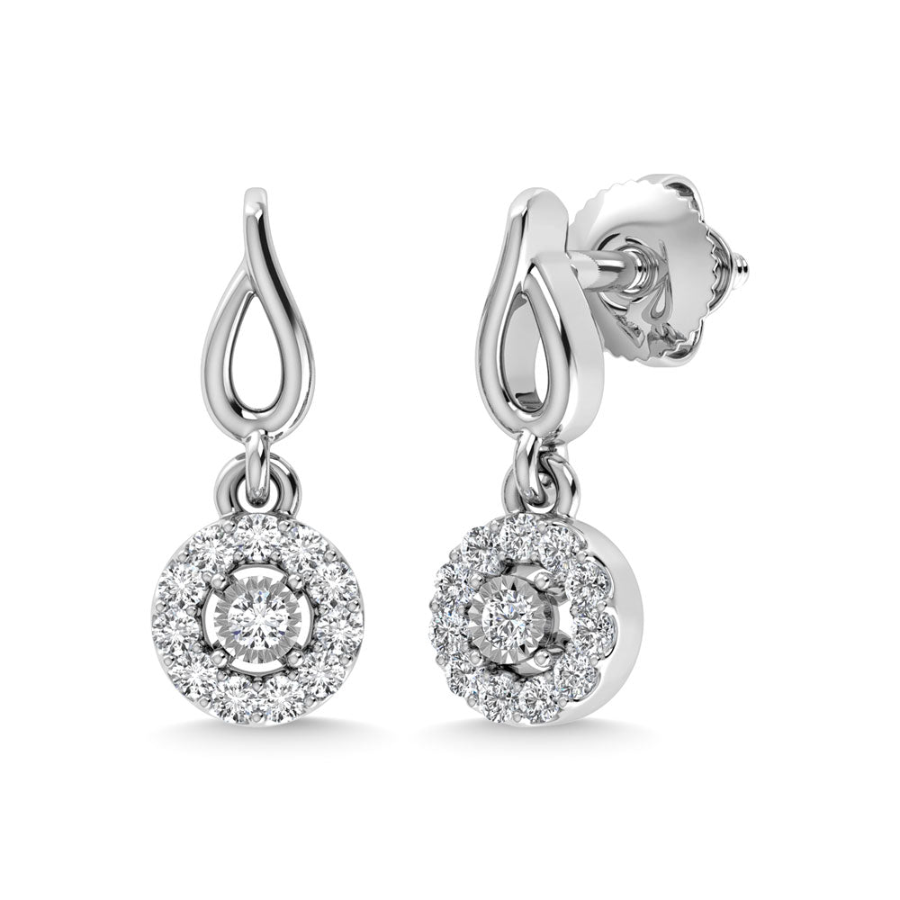 Diamante 1/10 Ct.Tw. Aretes de moda en oro blanco de 10 quilates