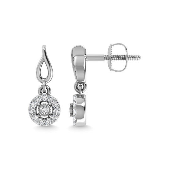 Diamante 1/10 Ct.Tw. Aretes de moda en oro blanco de 10 quilates