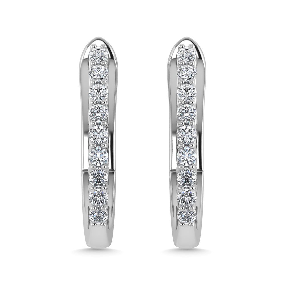 Diamante 1/4 Ct.Tw. Aretes de aro en oro blanco de 14 k