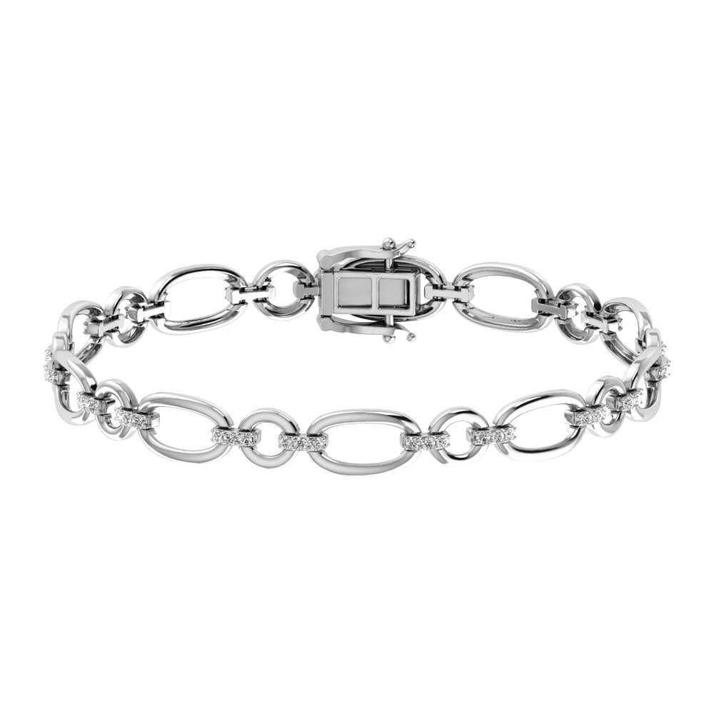 Diamante 5/8 Ct.Tw. Pulseras de moda cubanas en oro blanco de 14 quilates