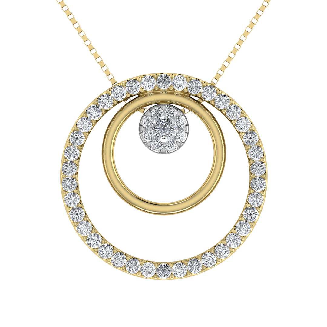 Colgante de doble círculo de diamantes de oro de 14K Dos Tonos 1/2 Ct.Tw