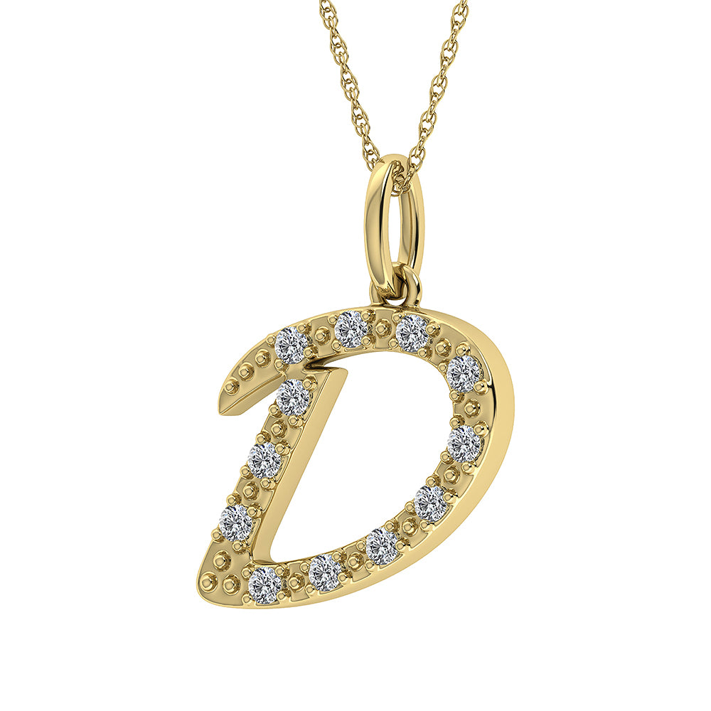 Diamante 1/8 Ct.Tw. Colgante con letra D en oro amarillo de 10 quilates