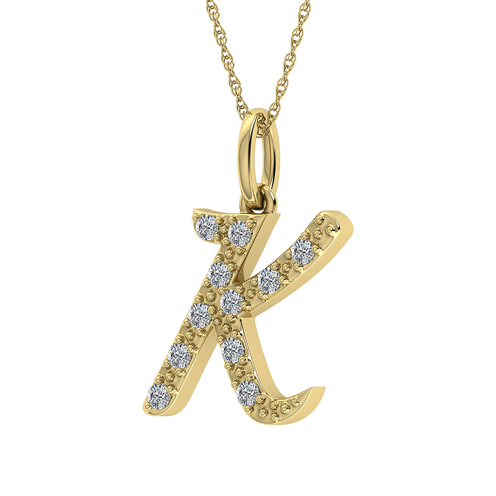 Diamante 1/8 Ct.Tw. Colgante con letra K en oro amarillo de 10 quilates