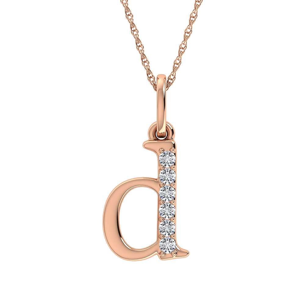 Diamante 1/20 Ct.Tw. Colgante con letra D en oro rosa de 10 quilates