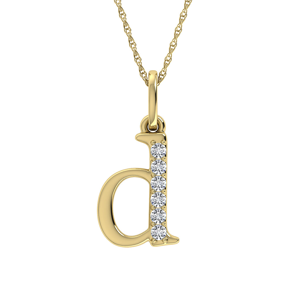 Diamante 1/20 Ct.Tw. Colgante con letra D en oro amarillo de 10 quilates