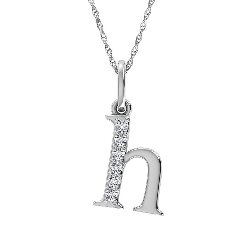 Diamante 1/20 Ct.Tw. Colgante con letra H en oro blanco de 10 quilates