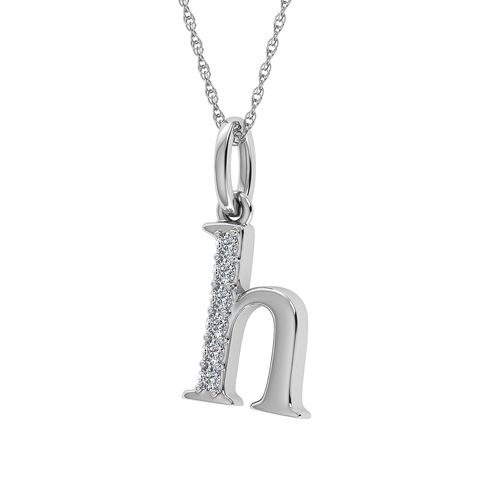 Diamante 1/20 Ct.Tw. Colgante con letra H en oro blanco de 10 quilates