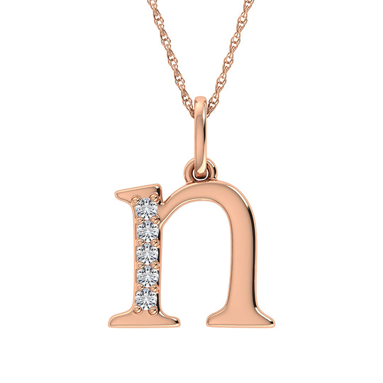 Diamante 1/20 Ct.Tw. Colgante con letra N en oro rosa de 10 quilates