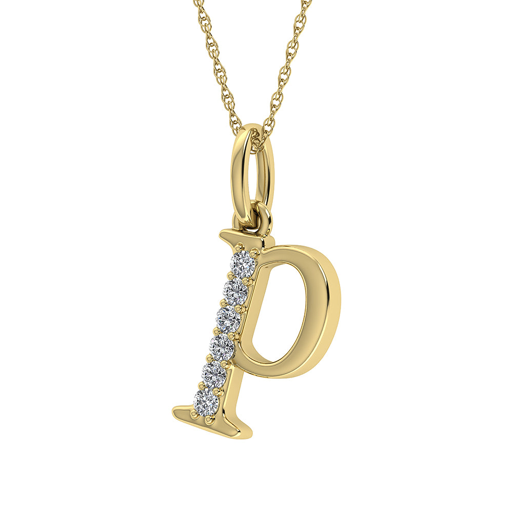 Diamante 1/20 Ct.Tw. Colgante con letra P en oro amarillo de 10 quilates