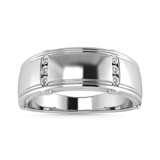 Diamante 1/10 Ct.Tw. Banda para hombre en oro blanco de 14 quilates