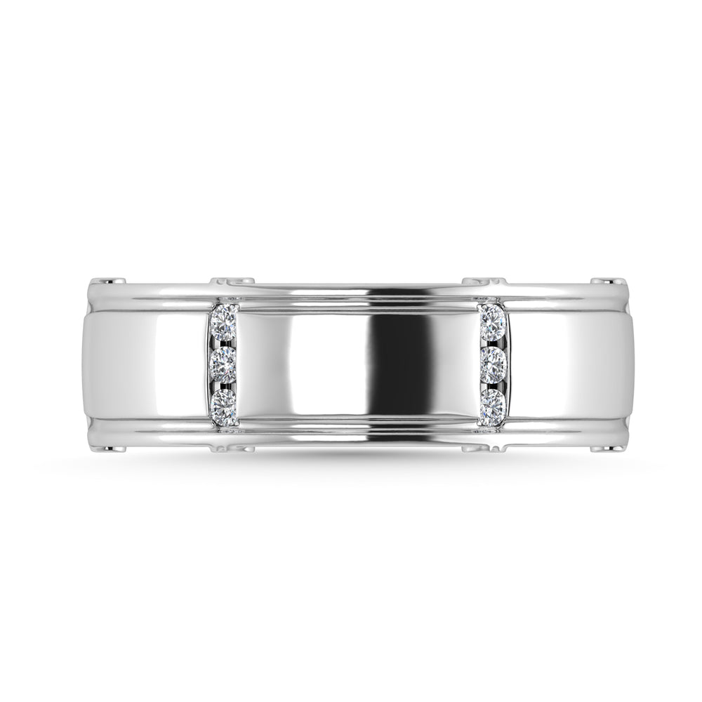 Diamante 1/10 Ct.Tw. Banda para hombre en oro blanco de 14 quilates